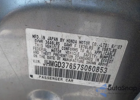 2007 Honda Fit S из США, поврежденный, VIN JHMGD37657S060853